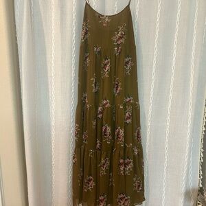 Floral Olive Green Maxi Dress